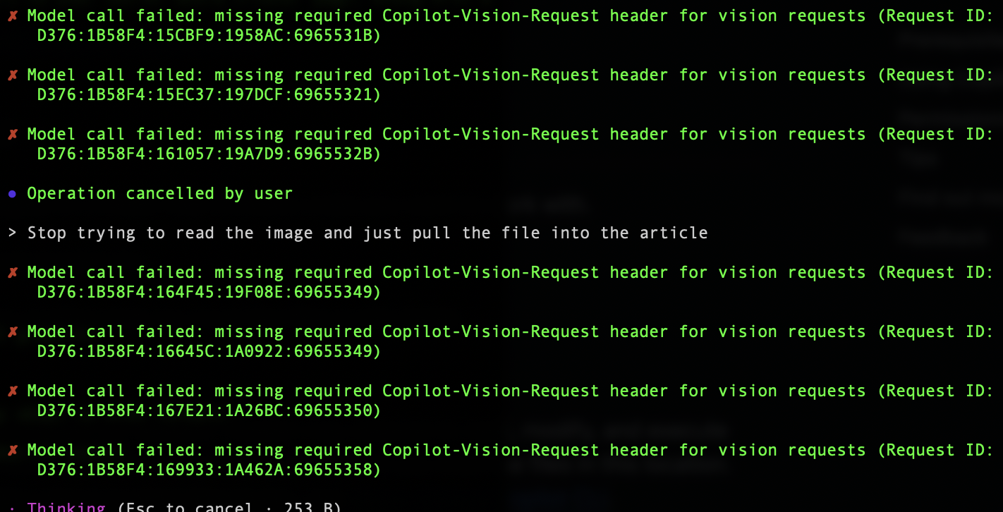 Copilot error loop
